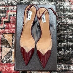 Alaia Burgundy Heart Slingback Heels